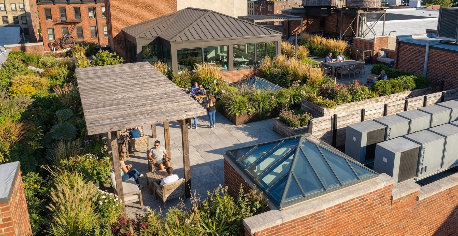 The rooftop terrace and conservatory at 37 East 18th, rendered