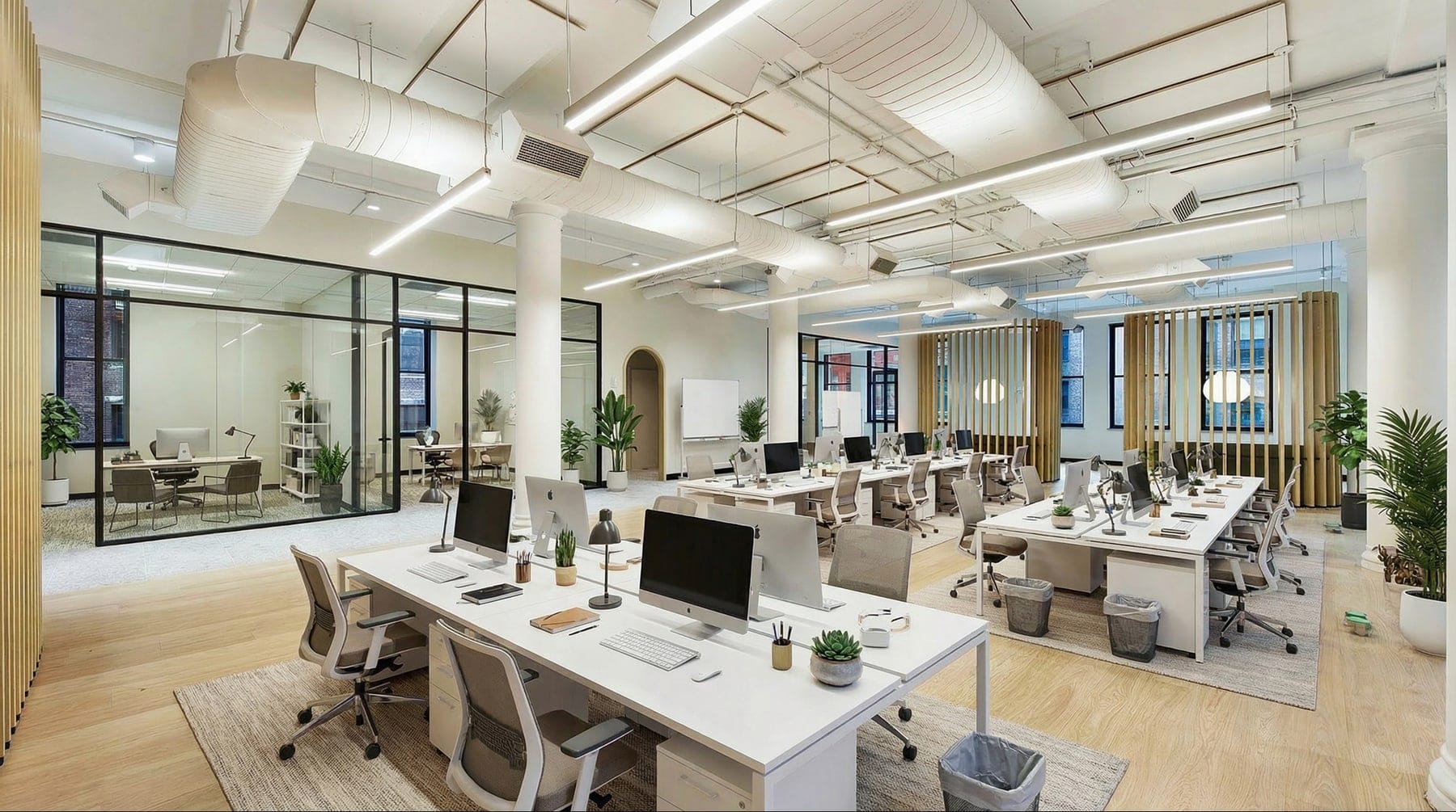 The same floor, virtually staged as a working office