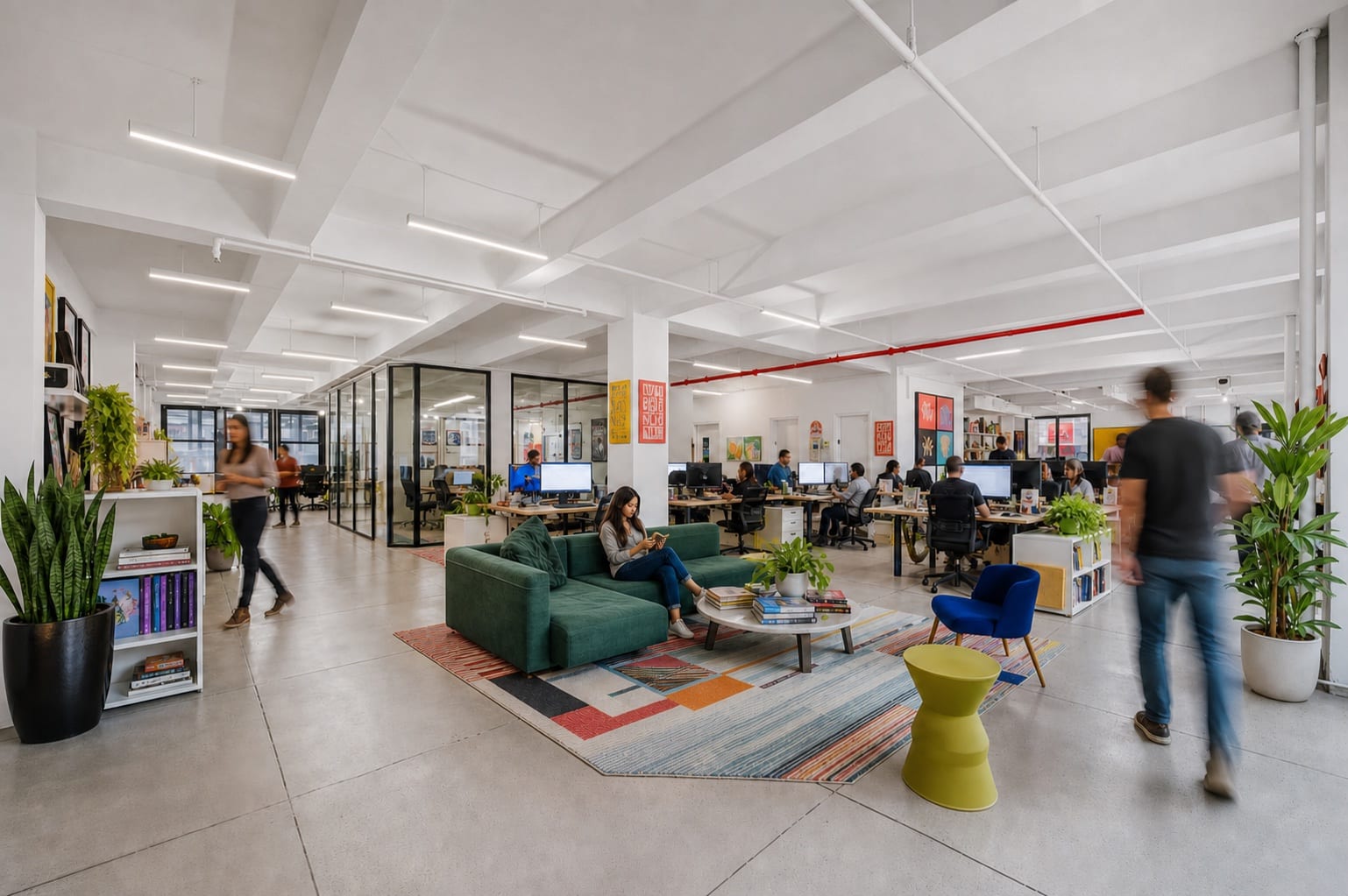 The same 3rd floor, virtually staged for a creative tenant