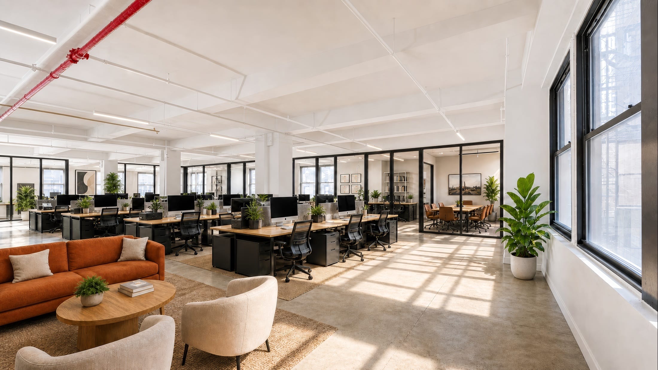 Staged private-office suite