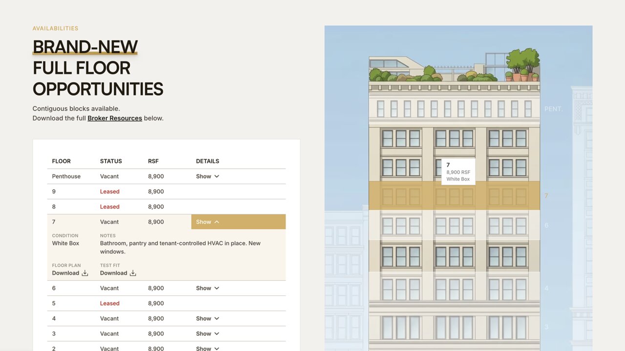 The 37 East 18th custom stacking plan