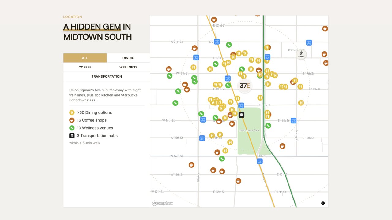 The 37 East 18th interactive neighborhood map